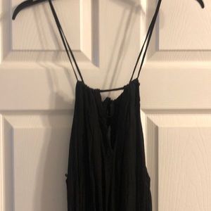 Black ruffled maxi. belted